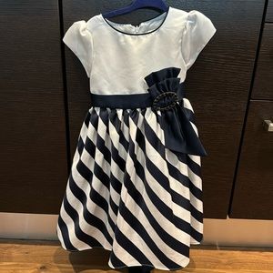 Dorissa satin formal dress navy white designer